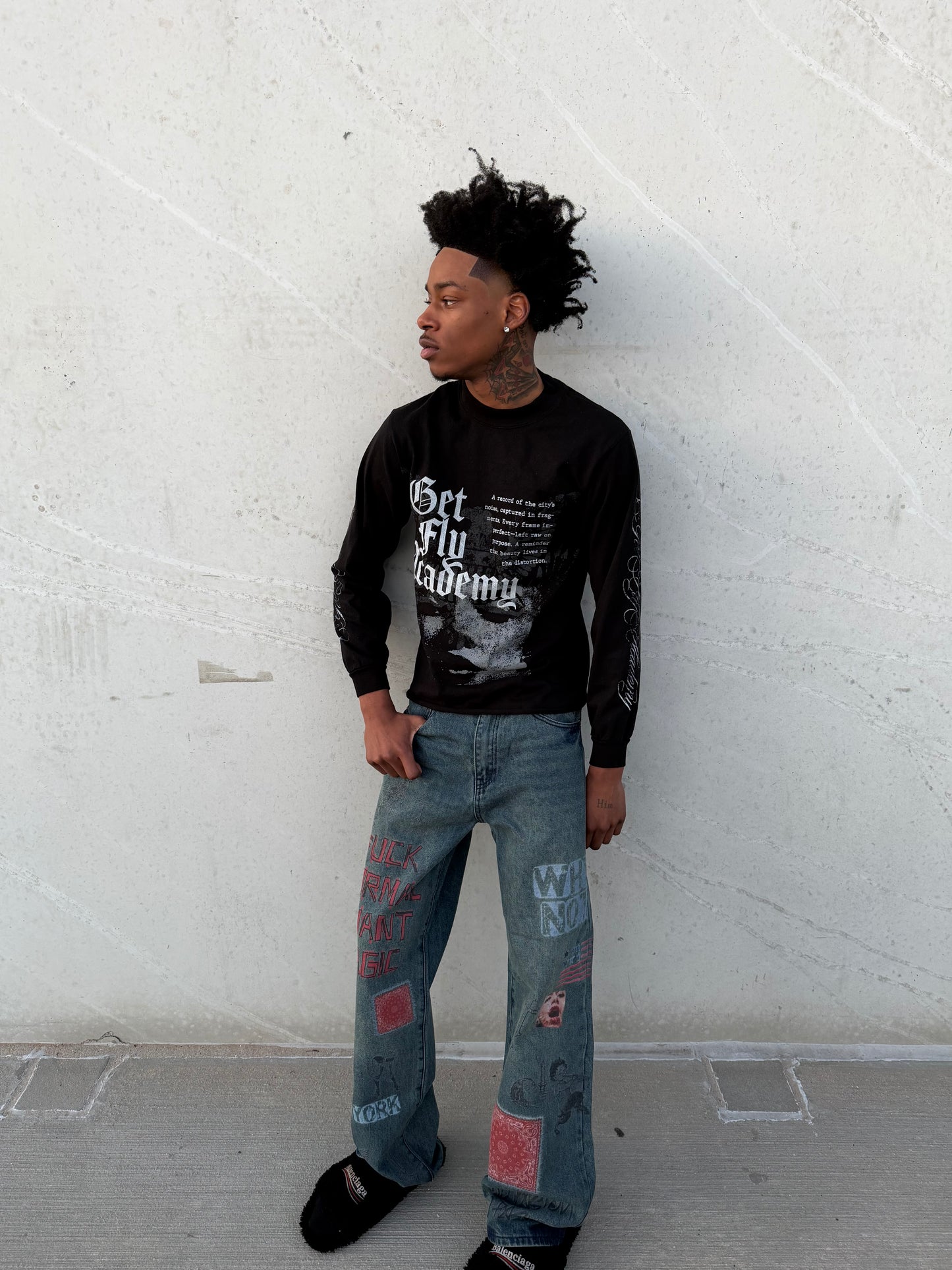 Black "Get Fly" Graffic Longsleeve